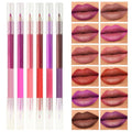 6Pcs Dual-Ended Dual-Colored Matte Lipstick Crayon Lip Liner pencil Set，Creamy & Hydrating Matte Lip Pencil, Smudge-Proof, Long-Wear Waterproof Lipstick to Create Perfect Lip Makeup (6pcs) Set #01