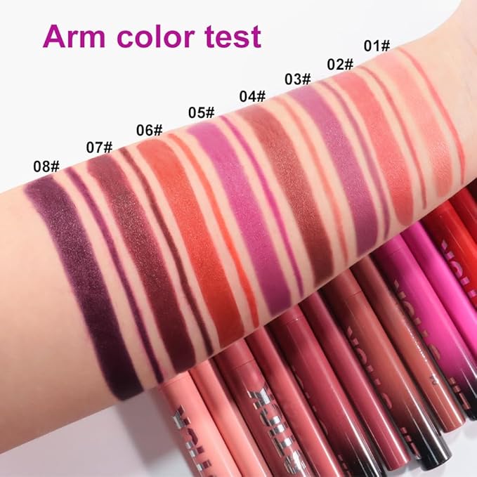 AMY'S DIARY 2Pcs Deep Purple Lipstick and Lip Liner Combo, Lip Liner and Lip Stick Kit for Women, Matte Lip Pencil and Smooth Hydrating Lipstick, Non-Stick Lip Makeup Set (08#Deep Plum Purple)