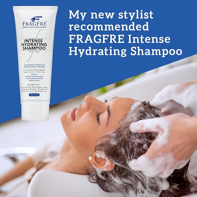 Intense Hydrating Shampoo 8 oz - Fragrance Free Hypoallergenic Sulfate Free Moisturizing Shampoo - Safe on Colors and Sensitive Scalps - Strenghtens Dry Hairs - Vegan Gluten Free Cruelty Free