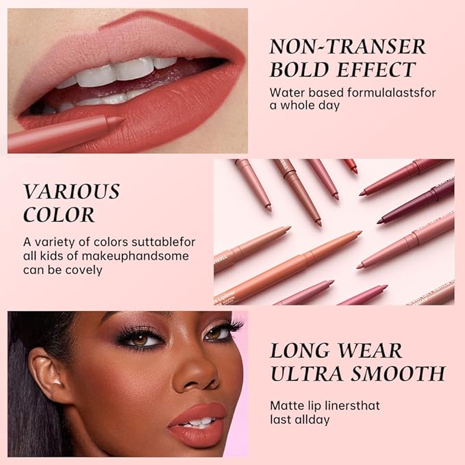 12 Colors Matte Lip Liner Pencil – Long Lasting Waterproof Lip Liner, Smudge Proof Transfer Proof Lip Pencil, High Pigment Lip Makeup for Defining & Filling Lips (05#, 1PCS)