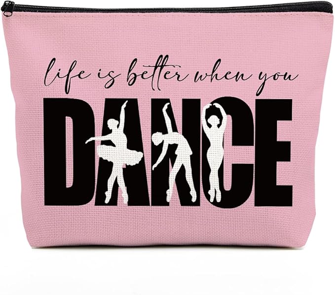 fkovcdy Dance Bag, Ballet Makeup Bag, Dance lover Gifts, Cute Small Cosmetic Bag, for dancing dancer recital gift birthday Christmas graduation travel Gifts. pink