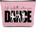 fkovcdy Dance Bag, Ballet Makeup Bag, Dance lover Gifts, Cute Small Cosmetic Bag, for dancing dancer recital gift birthday Christmas graduation travel Gifts. pink