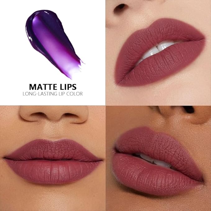 Matte Liquid Lip Stain Peel Off Lip liner Tattoo with Tweezer, Maroon Red Liquid Lipstick Lipstain Long Lasting Waterproof for Women, Highly Pigmented Not Faded Smudge-proof Easy to Apply, 01