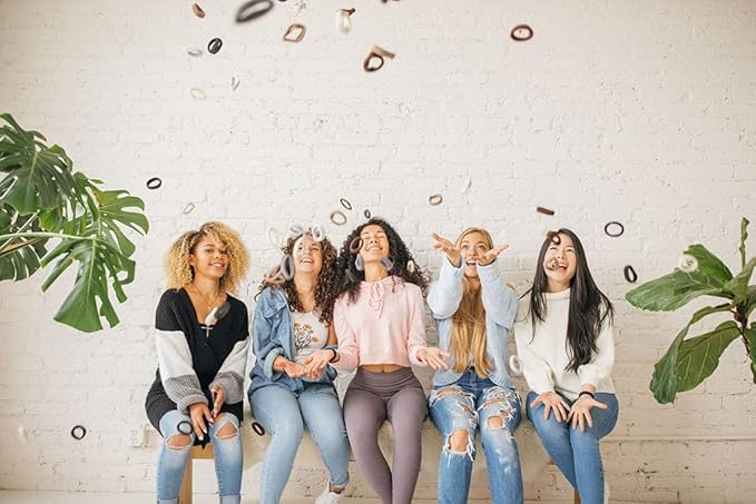 Burlybands Large Hair Ties for Thick, Heavy or Curly Hair - Non-Slip, Non-Damage, Seamless Women's Ponytail Scrunchies - Light Blue, 3 Pcs