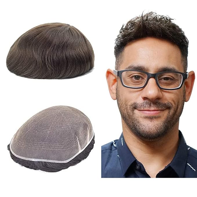 Lordhair Toupee for Men Full French Lace Hairpieces, Base Size 6x8 inch Hair Replacement System for Men #3