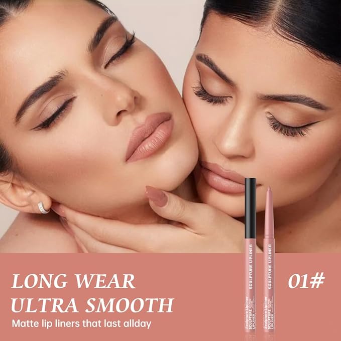 12 Colors Matte Lip Liner Pencil – Long Lasting Waterproof Lip Liner, Smudge Proof Transfer Proof Lip Pencil, High Pigment Lip Makeup for Defining & Filling Lips (01#, 1PCS)