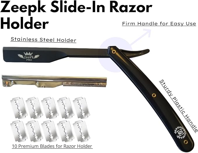 Professional Barber Shears Set 8 inch Hair Cutting Scissors and Thinning Shears for Salon and Home Use Serrated Edge German Steel Black Matte With Barber Shaving Razor Right Handed