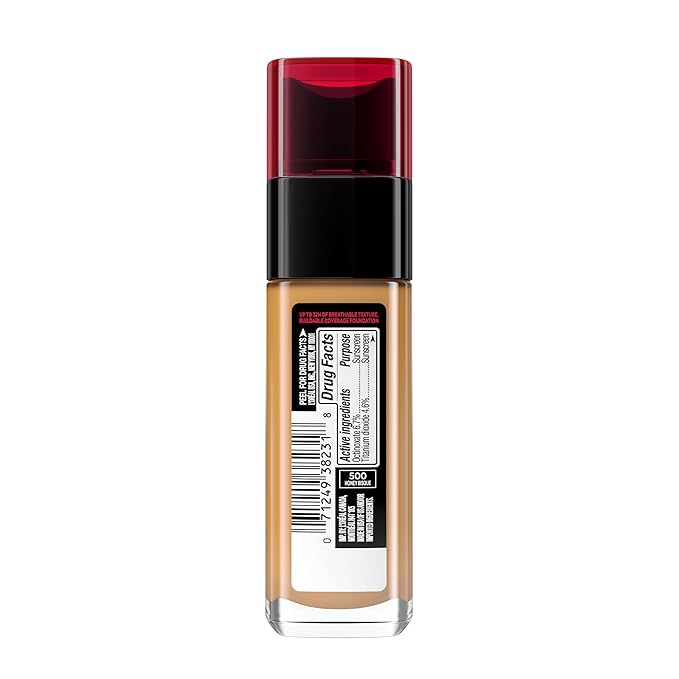 L'Oreal Paris Makeup Infallible Up to 32 Hour Fresh Wear Lightweight Foundation, 500 Honey Bisque, 1 Fl Oz, Packaging May Vary