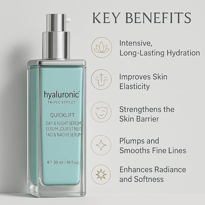 êb être belle Hyaluronic Acid 3D Serum, Quicklift Day & Night, Skin Care for Women, Lightweight Hydrating & Moisturizing Serum for All Skin Types, 30 mL