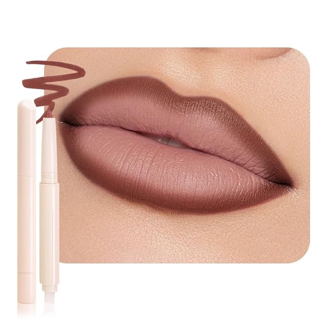 SUAKE Plump Matt Lipstick Lipliner Pencil Pack,Waterproof Crayon with Silicone Smudger for Define Contours & Sculpting Lip, Longwear Moisture Smooth Creamy Formula for Lip Makeup (04# Lunge)