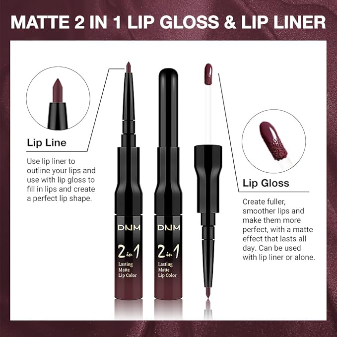 Kaely 2-in-1 Matte Lipstick and Lip Liner, Liquid Lip Stain Makeup for women Long Lasting Waterproof Smudge Proof, labiales matte mate larga duracion listip 24 hours originales, 17 Deep Red