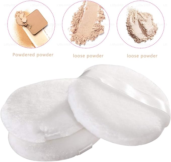 4 Pack Extra Large Body Powder Puff, Soft Cotton Powder Puffs 4.13 Inch Dusting Powder Puff Washable Round Powder Puffs for Woman Baby Body Face Loose Dusting Powder