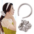 Headband and Scrunchie Set for Women 2Pack Hair Ties for Girls Elastics Bands Ponytail Holder Hair Accessories Beige