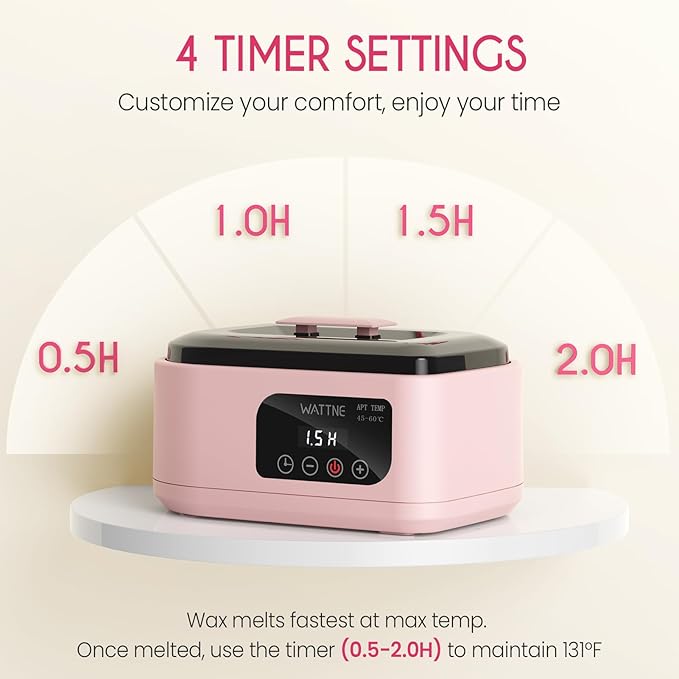Wattne Paraffin Wax Machine for Hands & Feet – Paraffin Wax Warmer Moisturizing Kit with Auto-Timer & Precision Temperature Control, Paraffin Wax Bath for Arthritis, Dry Skin Care, Home Spa-Pink