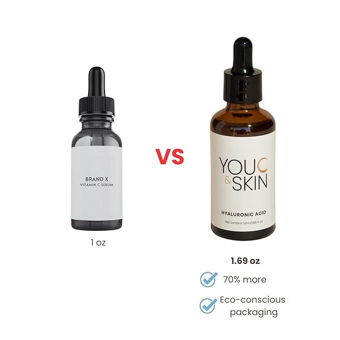 You C & Skin Hyaluronic Acid Serum 1.7 fl oz – Hydrating Face & Neck Serum for Men & Women – Moisturizes and Strengthens Skin Barrier – Lightweight, Non-Greasy Facial Serum with geniune Snail Mucin