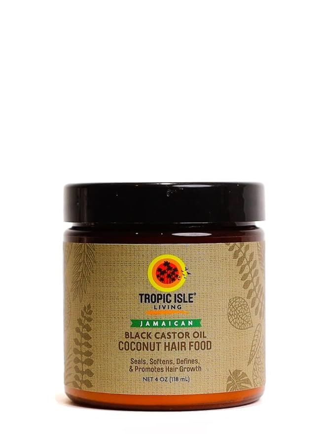 Jamaican Black Castor Oil Coconut Hair Food 4 oz | Seals, Softens, Defines & Promotes Hair Growth | Traditional Handmade Jamaican Black Castor Oil & Coconut |