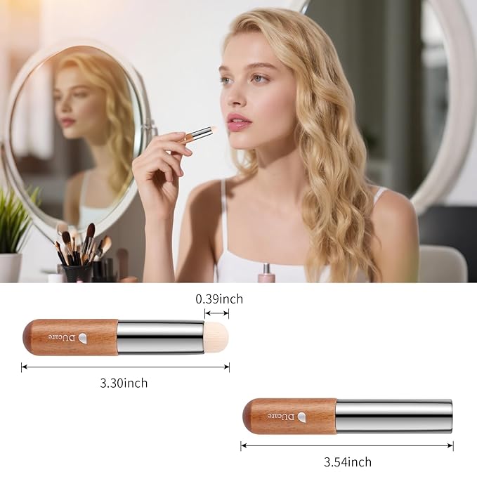 DUcare Lip Brush Lip Smudge Brush With Cap Mini Lip Makeup Brush Multi-purpose Makeup Blending Brush for Home and Travel