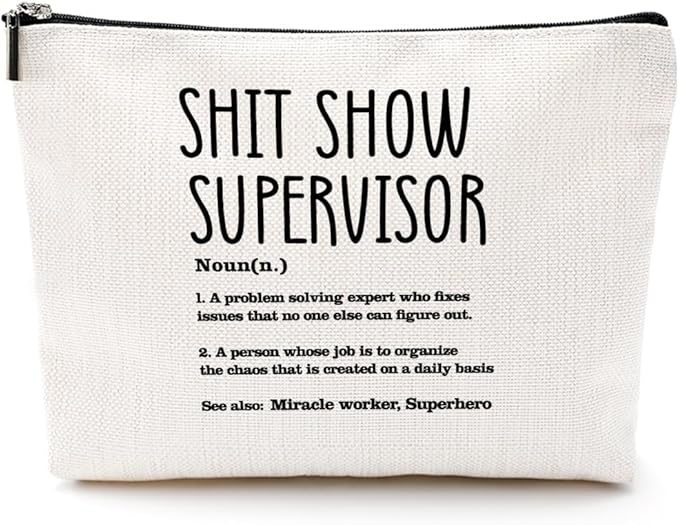 Supervisor Gifts for Women Sarcastic Makeup Bag Thank You Gifts Cosmetic Bag Funny Zipper Pouch Boss Farewell Appreciation Gifts for Coworkers Mentor Manager Leader Christmas Birthday Gifts