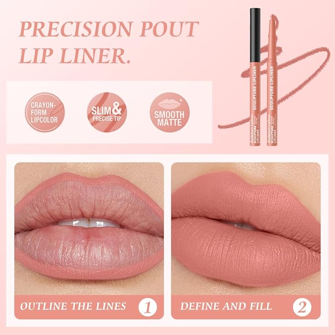 12 Colors Matte Lip Liner Pencil – Long Lasting Waterproof Lip Liner, Smudge Proof Transfer Proof Lip Pencil, High Pigment Lip Makeup for Defining & Filling Lips (10#, 1PCS)