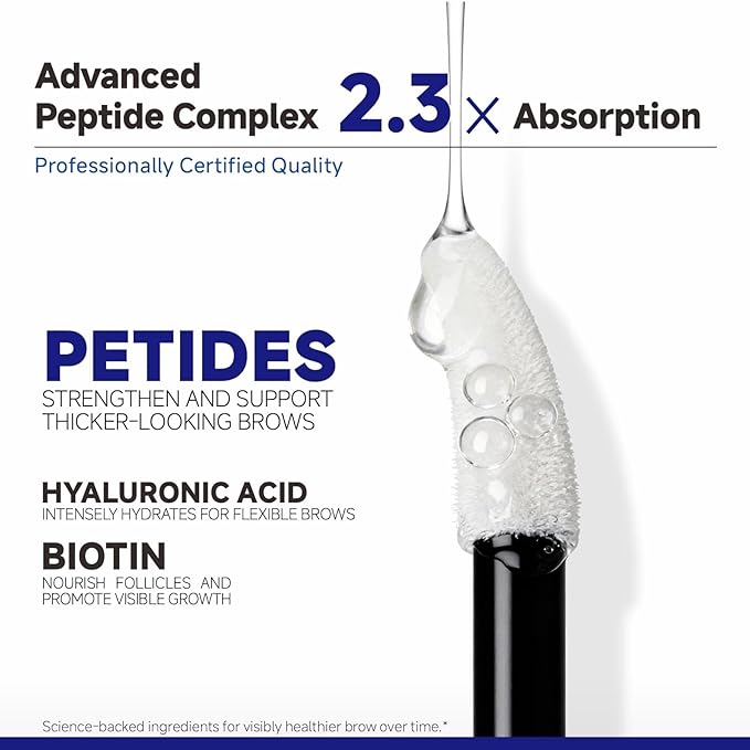 Eyebrow Growth Serum with Biotin Peptides, 2.3× Absorption Advanced Formula for Naturally Fuller, Thicker, Stronger Brows, Vegan Cruelty-Free, 0.17 Fl Oz (5mL)