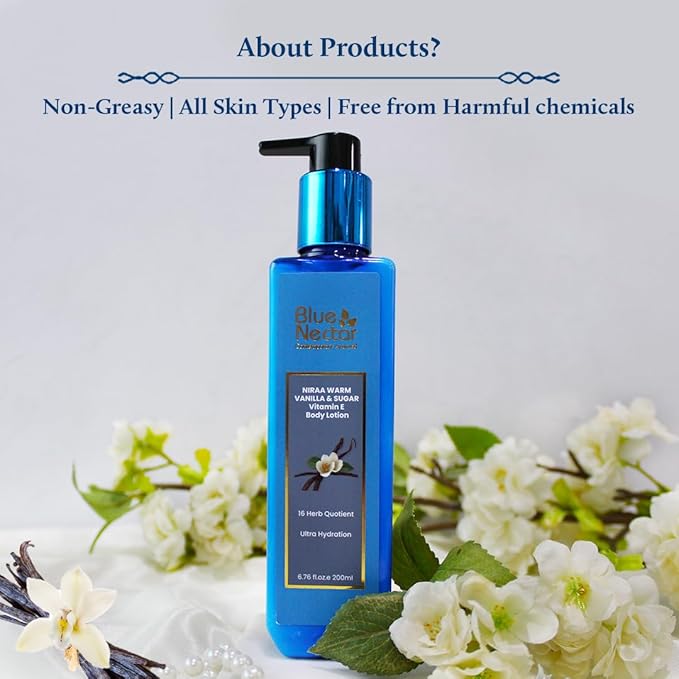Blue Nectar Shea Butter Moisturizing Warm Vanilla and Sugar Body Lotion with Vitamin E for Hydration | Body Lotion for Dry Skin | For Women & Men (12 Herbs, 6.76 Fl oz)