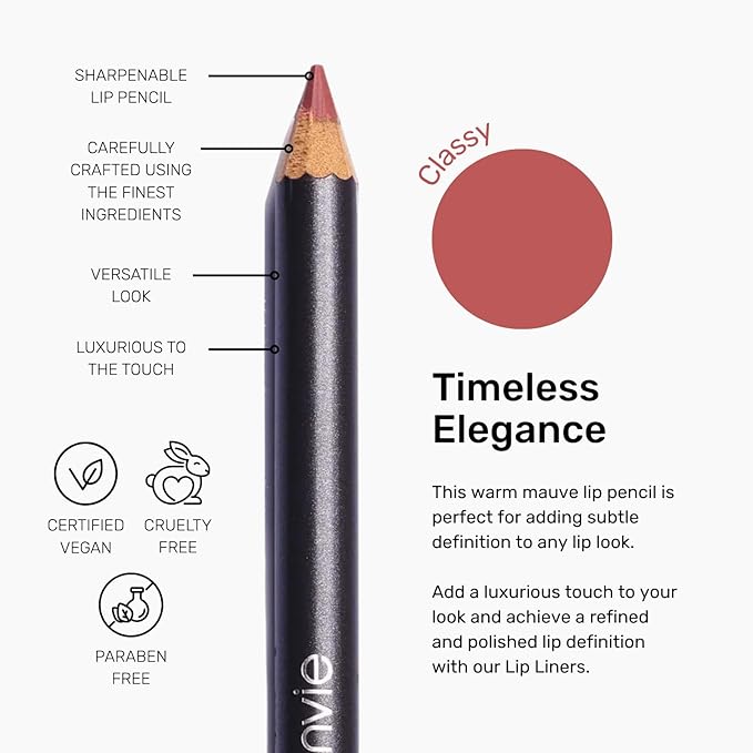 nude envie - Lip Liner - Smooth, Precise & Easy Application - Pigmented, Long-Lasting Lip Pencil - Add Definition - Prevents Feathering - Sharpenable - Vegan, Paraben-Free & Cruelty-Free - Classy