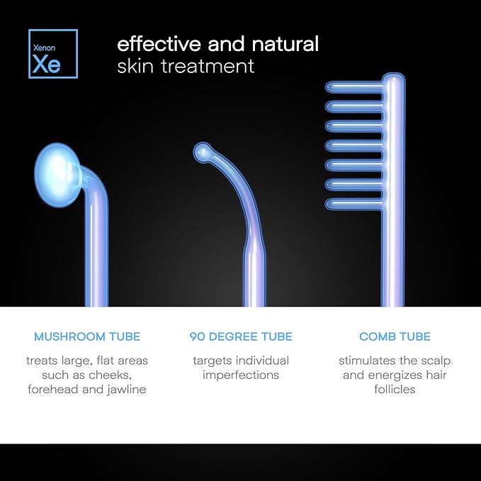 OxyGlow 2 Cordless High Frequency Facial Machine, ProFacialWand Clinical Skin Therapy Wand - Xenon Gas