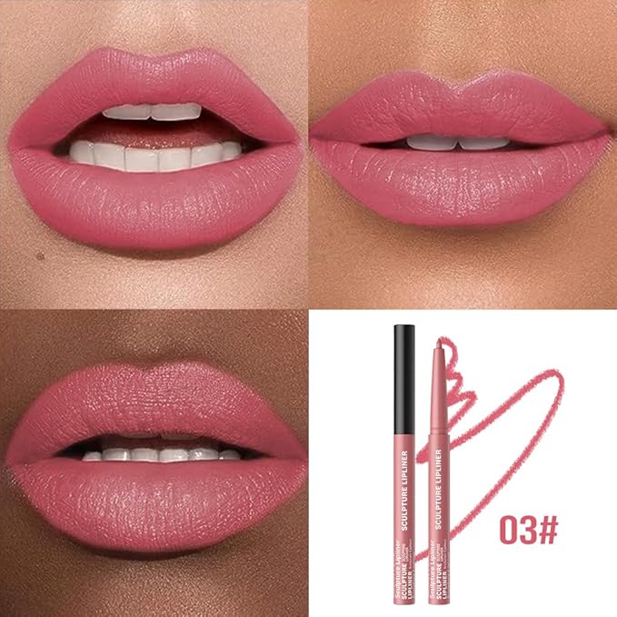 12 Colors Matte Lip Liner Pencil – Long Lasting Waterproof Lip Liner, Smudge Proof Transfer Proof Lip Pencil, High Pigment Lip Makeup for Defining & Filling Lips (03#, 1PCS)