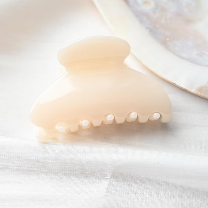 Handmade Celluloid Acetate French Design Barrettes Tortoise Shell Claws Hair Claw Luxury Fashion Accessories Hair Clip for Women (cream white)