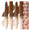 2Pcs Cream Contour Stick Face Body Makeup Dual Ended, Nuetral Nude Beige & Darker Nude Pink no Transfer Waterproof 2 in 1 Cream Concealer Stick Contouring Makeup Set, Face Nose Contour Bronzer Sticks
