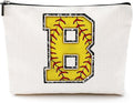 Softball Gifts Initial Monogrammed Cosmetic Bag Letter B Zipper Pouch for Girls Women Softball Player Coach Wife Graduation Birthday Gifts