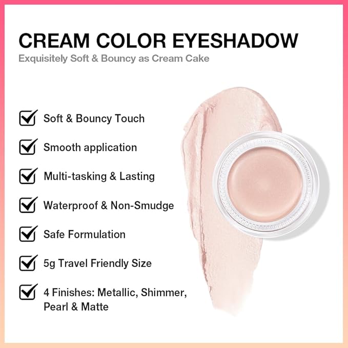 Single Cream Eye Shadow,Silver Purity Shimmer Glitter Natural Nude Monochrome Eyeshadow Palette,Waterproof,Long Lasting Naturing-Looking,Vegan & Cruelty-Free,P06