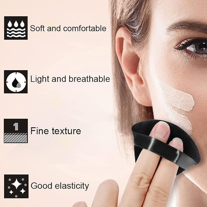 24 Pieces Triangle Powder Puff, Washable Cotton Face Makeup Puff for Loose Powder Body Cosmetic Foundation Sponge Makeup Tool (24Black), Christmas Gifts Stocking Stuffers