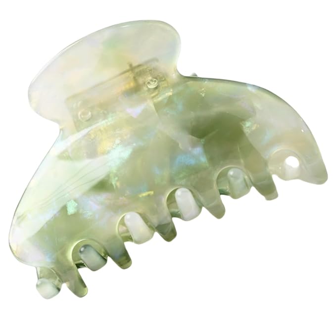Handmade Celluloid Acetate French Design Barrettes Tortoise Shell Claws Hair Claw Luxury Fashion Accessories Hair Clip for Women (transparent green)