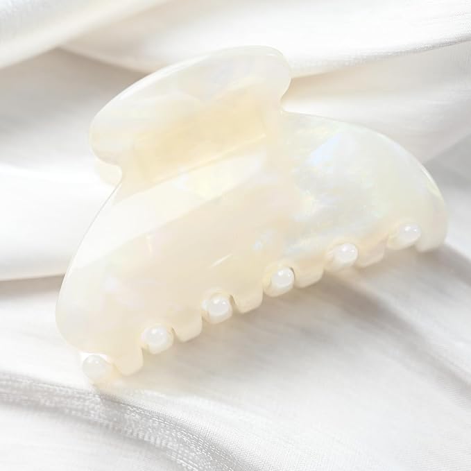 Handmade Celluloid Acetate French Design Barrettes Tortoise Shell Claws Hair Claw Luxury Fashion Accessories Hair Clip for Women (jade white)