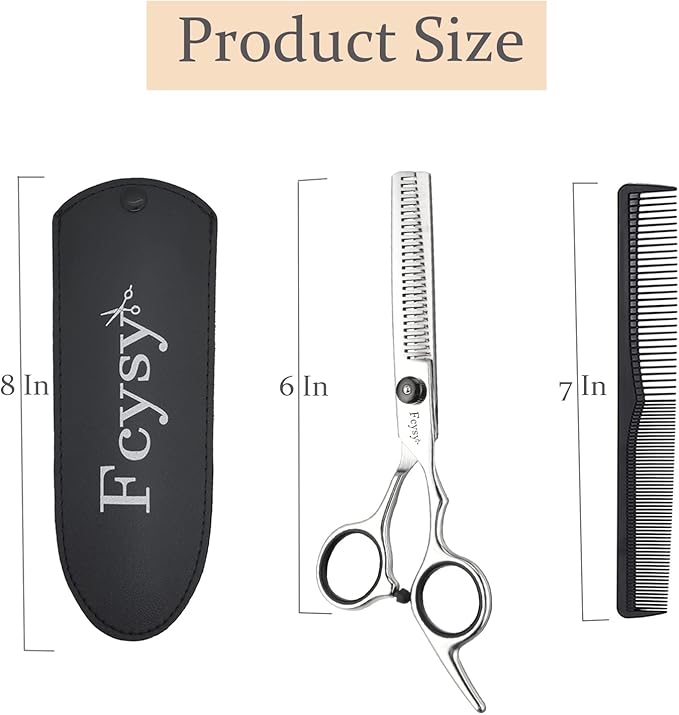 Thinning Shears for Hair Cutting, Fcysy 6 Inches Professional Hair Thinning Scissors Barber Texturizing Shears, Haircutting Blending Scissor Hair Thinner Layering Scissors with Comb for Dog Women Men