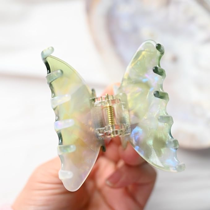 Handmade Celluloid Acetate French Design Barrettes Tortoise Shell Claws Hair Claw Luxury Fashion Accessories Hair Clip for Women (transparent green)