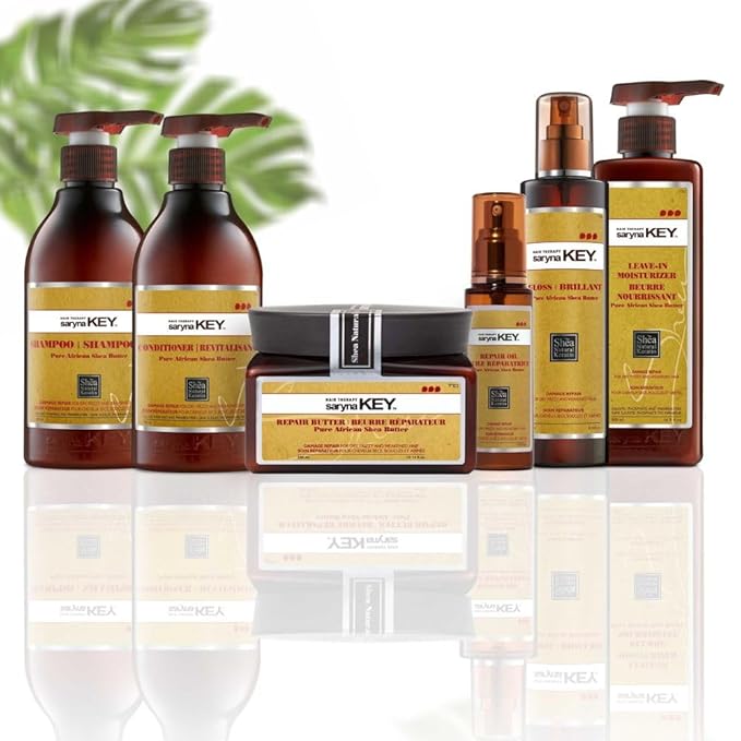 Saryna Key Hair Oil for Damage Repair - Pure African Shea Butter with Keratin & Vitamin E for Hair Treatment - Frizz Control & Split End Repair Hair Serum - Moisturizes, Shines, Softens (50ml/1.87oz)
