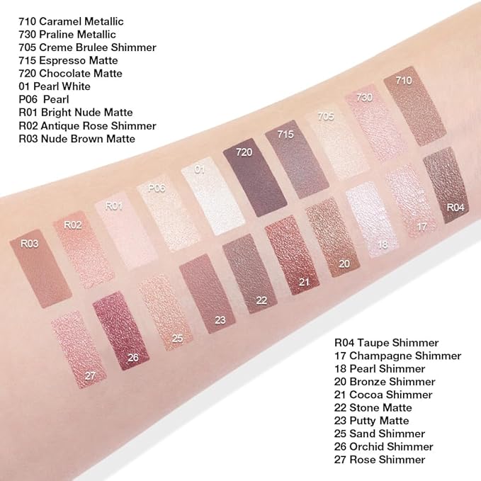 Single Cream Eye Shadow,Creme Brulee Shimmer Glitter Natural Nude Monochrome Eyeshadow Palette,Waterproof,Long Lasting Naturing-Looking,Vegan & Cruelty-Free,705