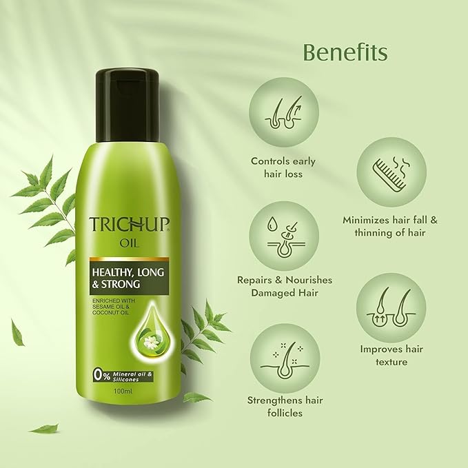 Herbal Hair Growth Oil with Neem, Aloe Vera, Coconut & Sesame | Ayurvedic Anti Hair Fall Treatment for Women & Men | Strengthens Roots, Reduces Breakage, Healthy Hair – Pack of 2 (3.38 fl.oz Each)