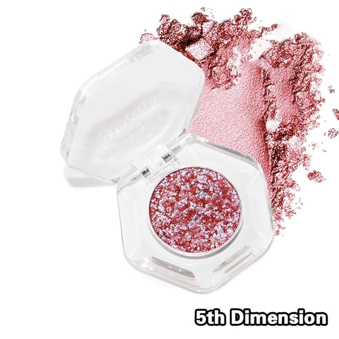 Chameleon Eyeshadow Collection, 14 Shades, Glitter Pressed Powder, Iridescent Shimmer Colors. (5th Dimension)