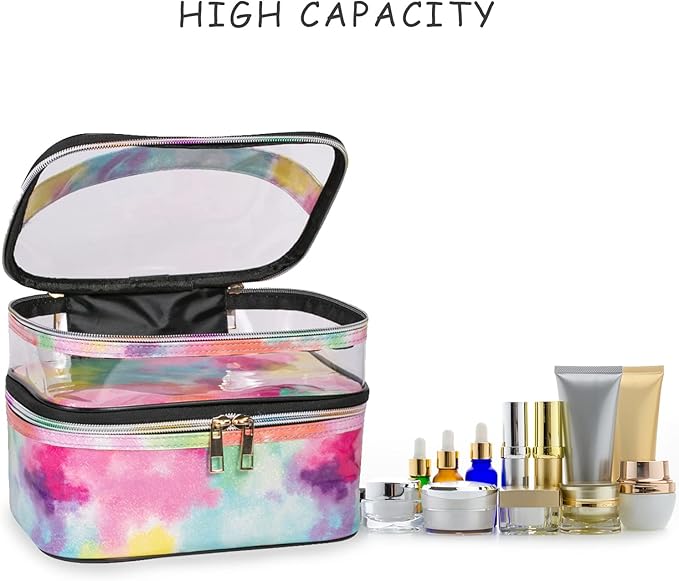 Cosmetic Bag Makeup Bag Travel Cosmetic Bags for Women Makeup bags Cases Portable Waterproof Foldable (Tie-Dye)