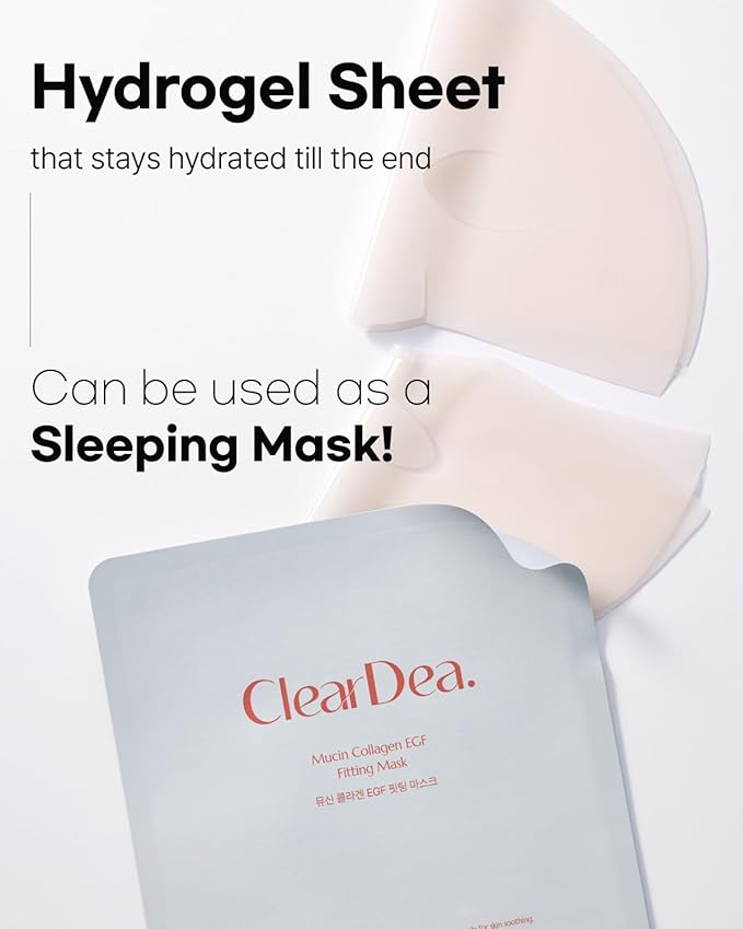 Mucin Collagen EGF Mask (Plant Mucin & 7 Collagen Complex) Hydrogel Sheet for Overnight Moisturizing Skincare, 5 Pack – Bestselling Korean Face Mask, Glass Skin Glow Up Essentials