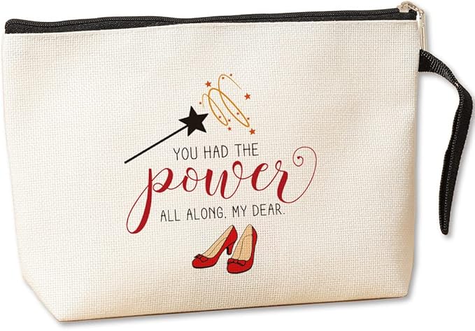 Jztco Inspirational Gifts for Women Her Wi-zard of OZ Gifts Ruby Fans Gift The Power Bag Encouragement Birthday Gifts for Women Her Girls Friend Sister You Had The Power All Along My Dear Makeup Bag