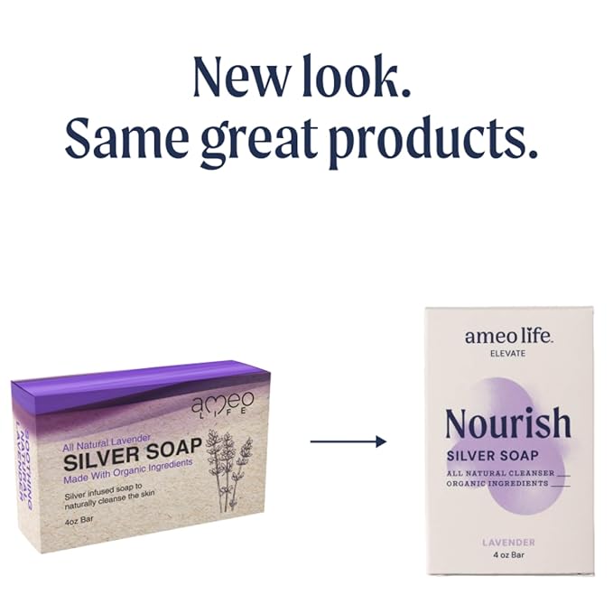 Ameo Life Organic Lavender Silver Soap with 30 ppm Silver - Naturally Cleanses the Skin, 4 oz Colloidal Silver Soap Bar for Women and Men