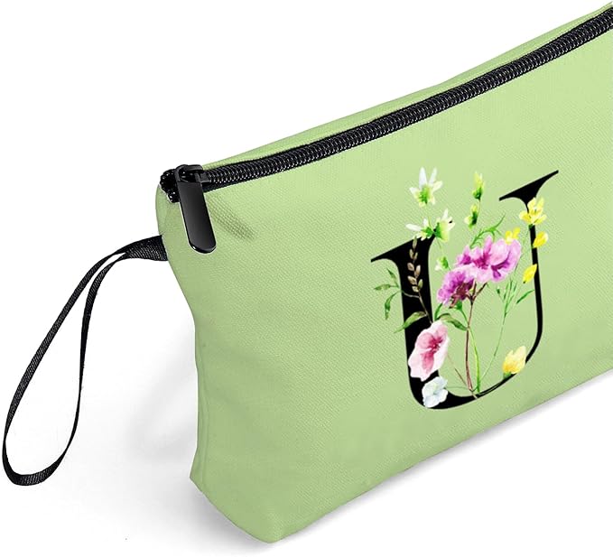 Birthday Thank You Appreciation Monogrammed Gifts for Mom Aunt Teacher Sister Friend Coworkers Bride Bridesmaid Makeup Cosmetic Bag with Mirror Mothers Day Christmas Graduation U