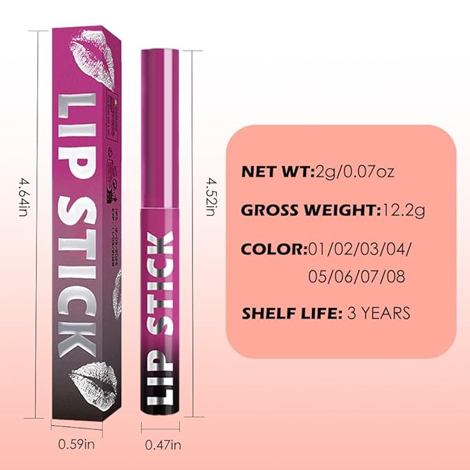 Matte Lipstick Crayon for Women, Pitaya Pink Lip Stick Pencil 24 Hour Long Lasting Waterproof, Non-Drying Hydrating Formula Lip Gloss Makeup, Vegan & Cruelty-Free, 05