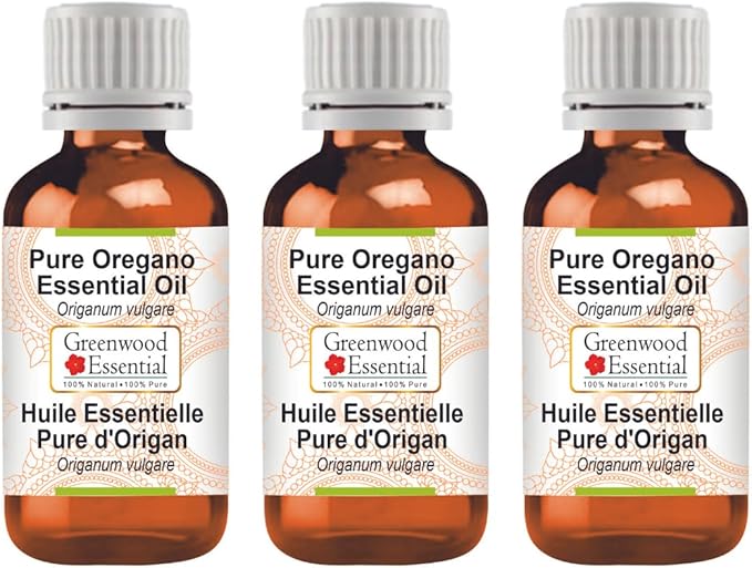 Greenwood Essential Pure Oregano Essential Oil (Origanum vulgare) Steam Distilled (Pack of Three) 100ml X 3 (10.1oz)