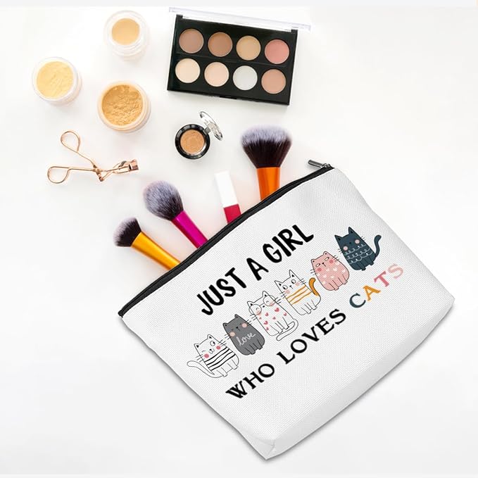 Cat Gifts Funny Cat Makeup Bag Cat Themed Gifts Cat Lover Gifts for Women Cat Mom Gifts Cat Stuff Cosmetic Bag Toiletry Bag Zipper Pouch for Girls Female Sister Daughter Birthday Friendship