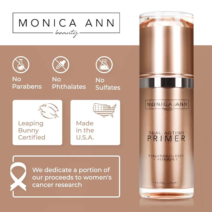 Dual-Action Face Primer - 30 mL | Hydrating Makeup Primer With Vitamin C & Hyaluronic Acid | Smoothing Translucent Matte Pore Minimizer | Foundation Primer For Any Skin Tone